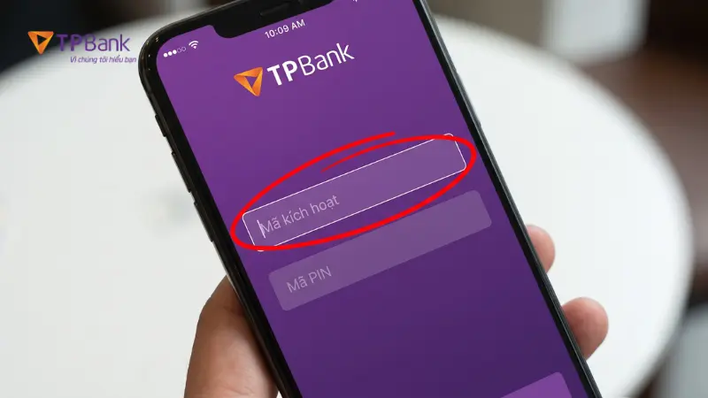 Giao diện nhập mã kích hoạt eToken+ TPBank.