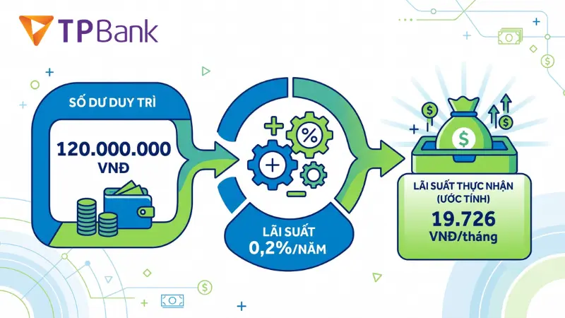 Minh họa cách tính tiền lãi tài khoản thanh toán TPBank.