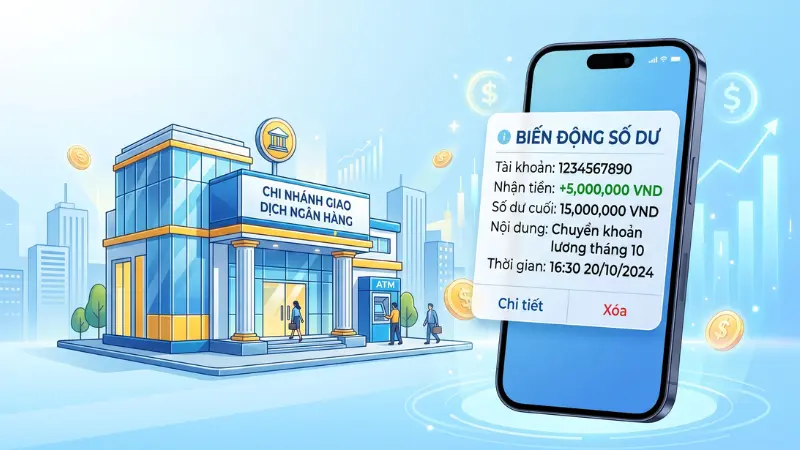 Người dùng nên đăng ký thêm dịch vụ SMS Banking nhằm nhận các tin nhắn thông báo biến động số dư và theo dõi giao dịch liên tục.