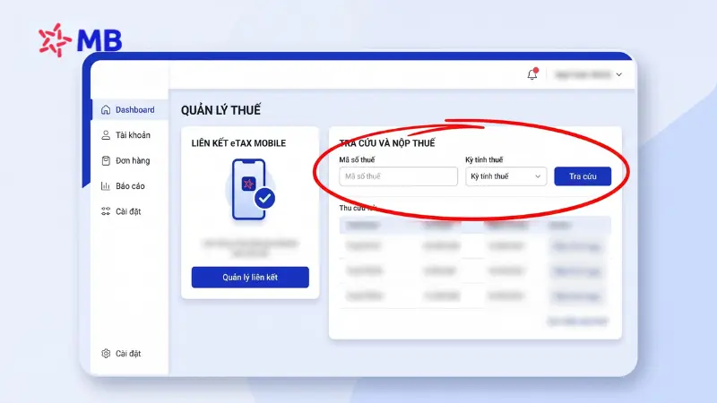 MB Seller tích hợp eTax Mobile hỗ trợ nộp thuế điện tử.