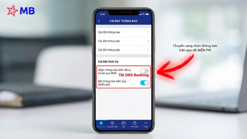 Sơ đồ điều kiện miễn phí duy trì tài khoản MB Bank.