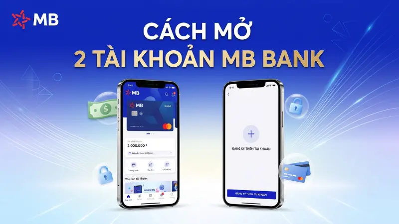 Sơ đồ mở 2 tài khoản MB Bank trên cùng 1 hồ sơ định danh CIF.