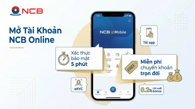 6 bước mở tài khoản thanh toán NCB bằng định danh eKYC