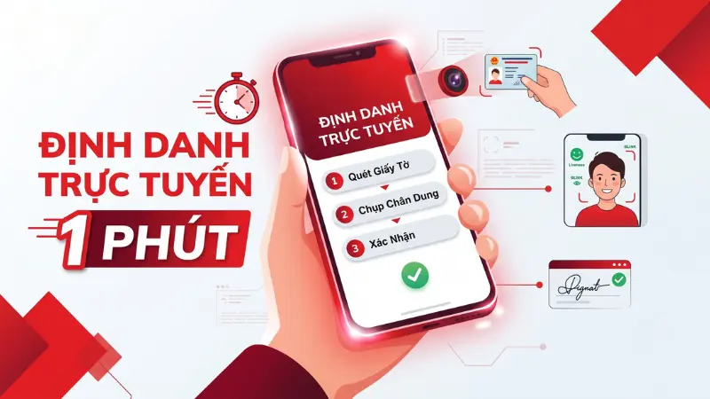 Đăng ký trực tuyến hoàn tất nhanh chóng chỉ trong 1 phút thông qua ứng dụng di động.