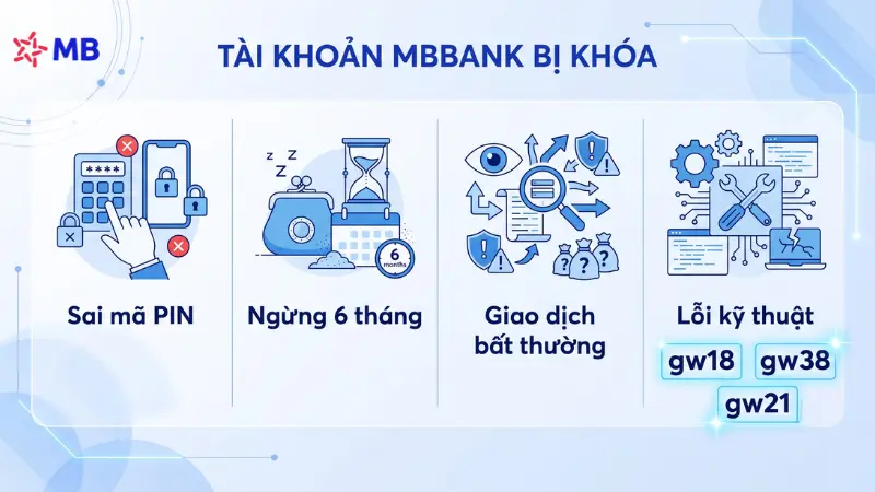 4 nguyên nhân khiến tài khoản MB Bank bị khóa.