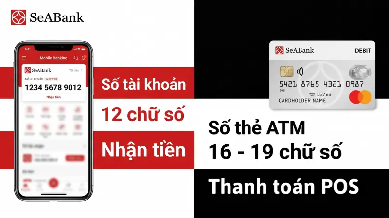 Infographic so sánh số tài khoản và số thẻ ATM SeABank