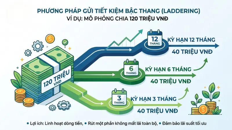 Chia nhỏ khoản tiền nhàn rỗi thành nhiều sổ khác nhau giúp bạn chủ động hơn khi cần rút tiền gấp.