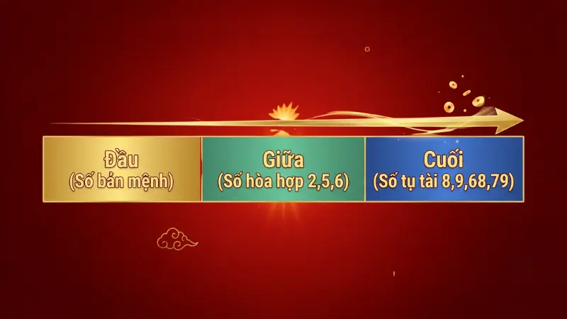 Cấu trúc phân bổ Đầu – Giữa – Cuối quyết định luồng năng lượng dịch chuyển, giúp thu hút và tích lũy tài lộc bền vững