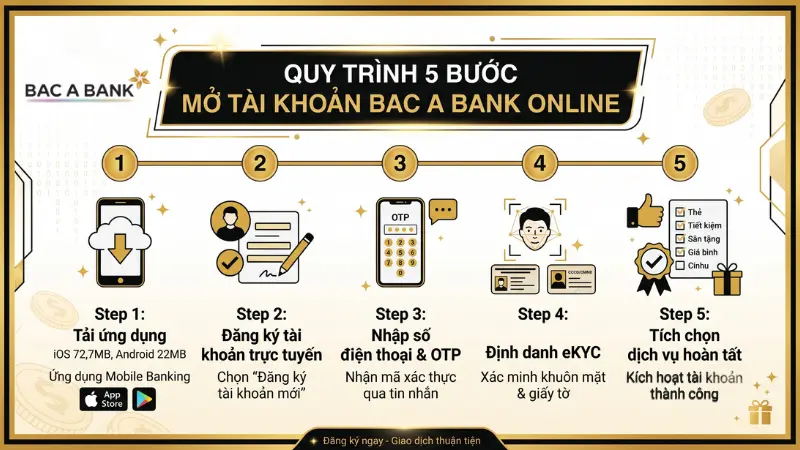 5 bước mở tài khoản thanh toán BAC A BANK