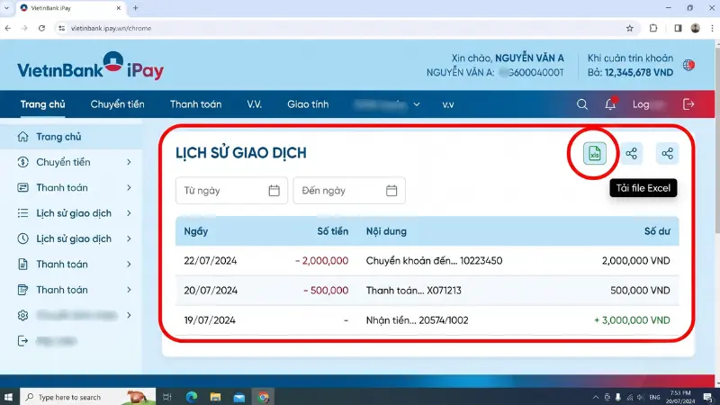 Trích xuất file dữ liệu sao kê dưới định dạng Excel qua iPay Web giúp tối ưu hóa quá trình nhập liệu cho phần mềm kế toán