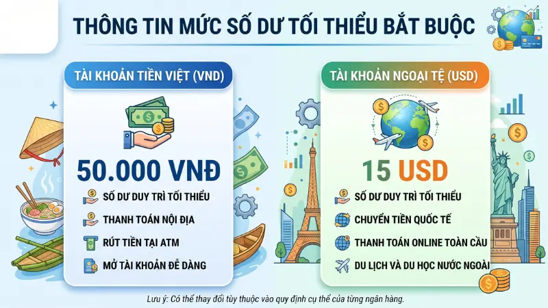 Tổ chức cần duy trì số dư tối thiểu để đảm bảo tài khoản thanh toán doanh nghiệp Vietcombank luôn hoạt động thông suốt.