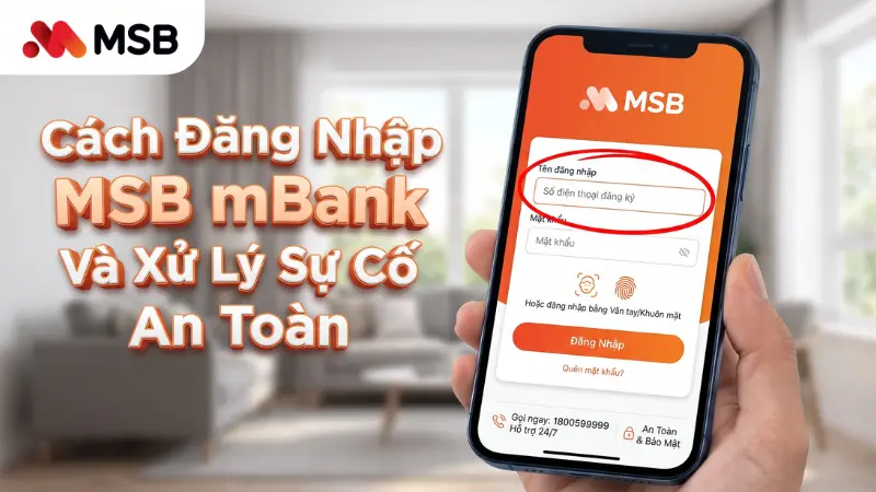 Giao diện nhập tên truy cập khi đăng nhập MSB mBank.