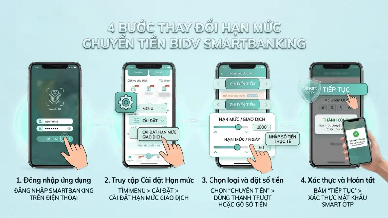 Người dùng có thể dễ dàng sử dụng thanh trượt để tùy chỉnh số tiền giới hạn và xác nhận an toàn