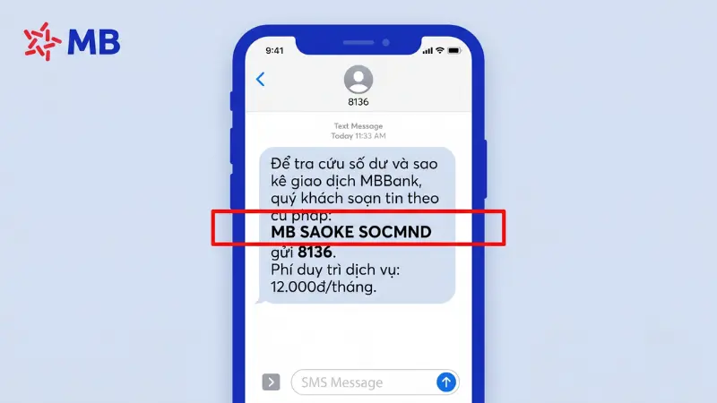 Tin nhắn báo biến động số dư SMS Banking MB Bank.