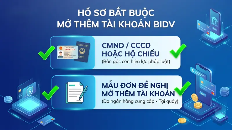Khách hàng cần chuẩn bị đầy đủ bản gốc giấy tờ tùy thân hợp lệ để quá trình đăng ký tài khoản thanh toán bổ sung diễn ra thuận lợi nhất.