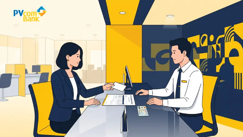 Thủ tục tất toán tài khoản PVcomBank tại quầy giao dịch.