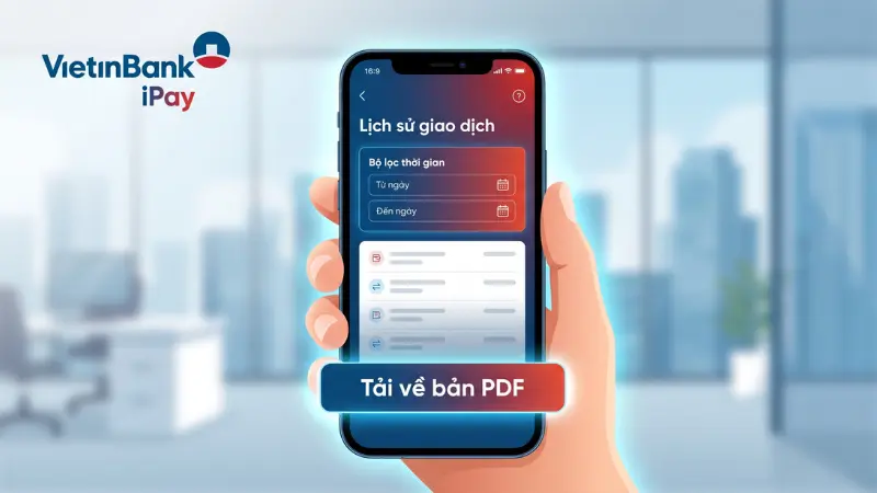Khách hàng có thể chủ động lọc khoảng thời gian và tải về bản PDF sao kê ngay trên điện thoại thông minh.