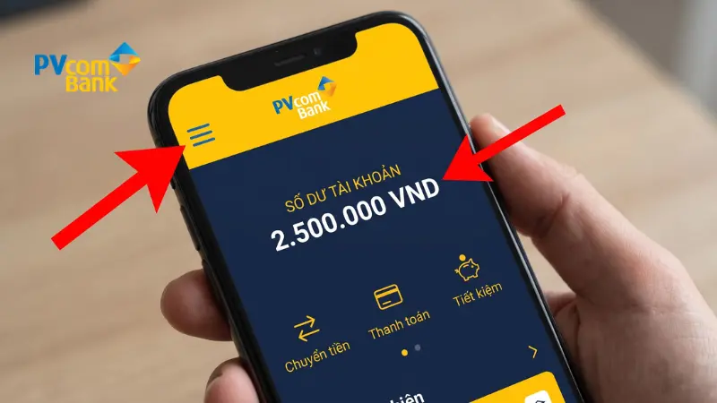 Giao diện tra cứu số dư trên PV Mobile Banking