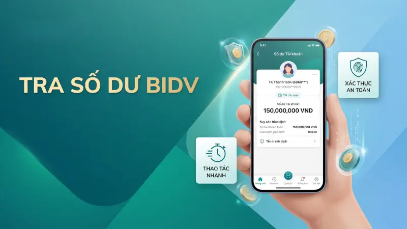 Kiểm tra số dư tài khoản BIDV qua ứng dụng Smart Banking hiển thị kết quả ngay lập tức và hoàn toàn miễn phí