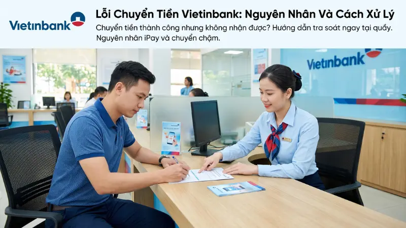 Bạn cần mang giấy tờ tùy thân đến phòng giao dịch Vietinbank để lập biên bản yêu cầu hoàn trả số tiền sai lệch theo Thông tư 23/2010/TT-NHNN.