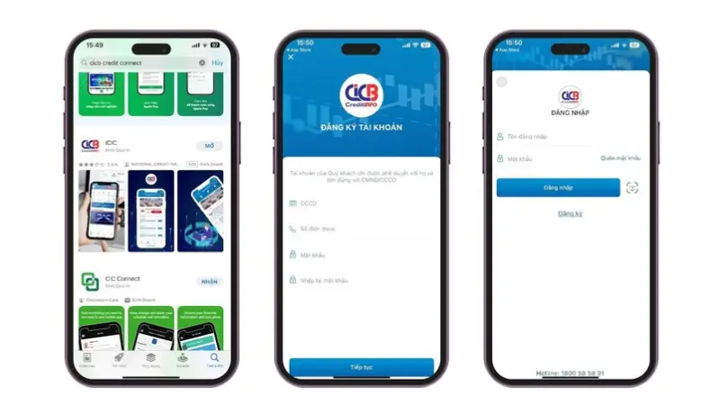 Tải và cài đặt ứng dụng CIC Connect để kiểm tra lịch sử nợ xấu trên điện thoại.
