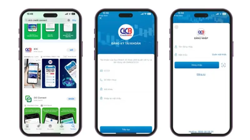 Tải ứng dụng CIC Connect để kiểm tra nợ xấu trên điện thoại.
